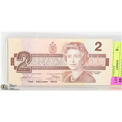 1986 CANADIAN $2 REPLACEMENT BILL