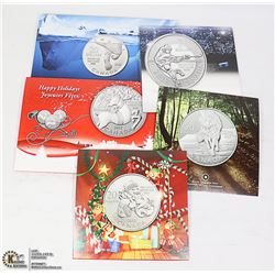 LOT OF 5 CANADIAN MINT 20 DOLLAR FINE SILVER ASST