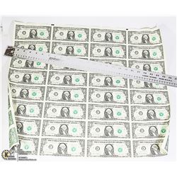 UNCUT 1$ US BILLS. 28 IN TOTAL