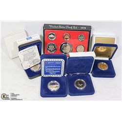 4 PROOF $1 & $2 + 1 USA MINT PROOF SET W/ JFK HALF