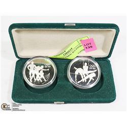 TWO 1996 OLYMPIC $15 STERLING SILVER COINS,