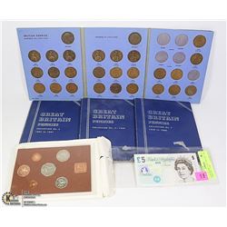 4 ALBUMS BRIT. CENT 1861-1949 + MINT SET +5LBS