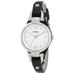 NEW FOSSIL 32MM WHITE DIAL BLACK LEATHER STRAP
