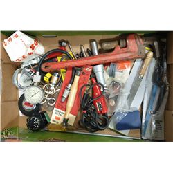 LARGE FLAT WITH ASSORTMENT OF TOOLS -