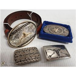 BOX W/TOOLED LEATHER BELT WITH LARGE