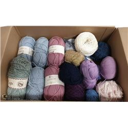 BOX OF YARN MANY COLOURS