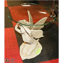 FAIRY SCULPTURE WITH GLASS SAUCER