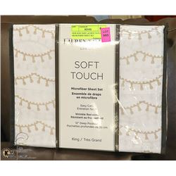 NEW KING SIZE LAUREN TAYLOR MICROFIBER SHEET SET