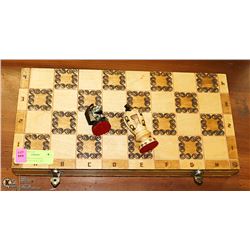 WOOD CARVED CHESS SET HANDCRAFTED IN POLAND