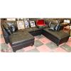 Image 1 : BLACK LEATHERETTE SECTIONAL WITH OTTOMAN