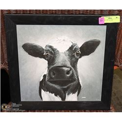 FRAMED COW PICTURE 16 X 16