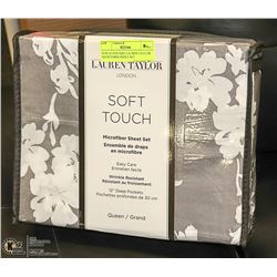 NEW QUEEN SIZE LAUREN TAYLOR MICROFIBER SHEET SET