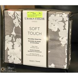 NEW QUEEN SIZE LAUREN TAYLOR MICROFIBER SHEET SET