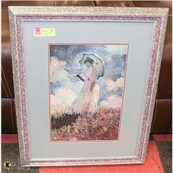 WOMAN WITH PARASOL FRAMED PRINT BY CLAUDE MONET