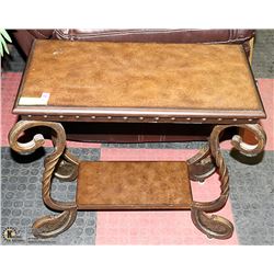 WOOD AND METAL SIDE TABLE 2FT X 1FT X 2FT