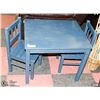 Image 1 : BLUE WOOD KIDS TABLE AND CHAIR SET