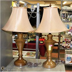 SET OF 2 BROWN TRI-LIGHT LAMPS - 28"-TALL,