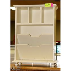 WHITE WOOD ORGANIZER/SHELF 12 X 6 X 19