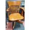 Image 1 : ANTIQUE SOLID WOOD ROLLING OFFICE CHAIR