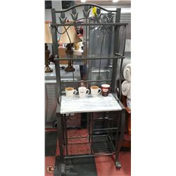 DECORATIVE METAL & MARBLE BAKER'S RACK