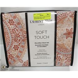 NEW QUEEN SIZE LAUREN TAYLOR MICROFIBER SHEET SET