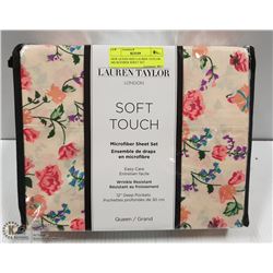 NEW QUEEN SIZE LAUREN TAYLOR MICROFIBER SHEET SET