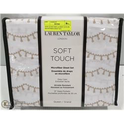 NEW QUEEN SIZE LAUREN TAYLOR MICROFIBER SHEET SET