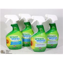 LOT OF 4 GREEN WORKS GLASS & SURFACE CLEANER 946ML