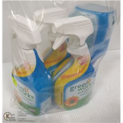 LOT OF 4 GREEN WORKS GLASS & SURFACE CLEANER 946ML