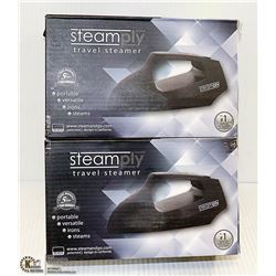 LOT OF 2 NEW STEAMPLY BLACK TRAVEL STEAMERS