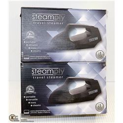 LOT OF 2 NEW STEAMPLY BLACK TRAVEL STEAMERS