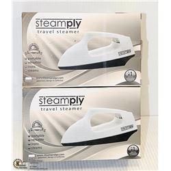 LOT OF 2 NEW STEAMPLY WHITE TRAVEL STEAMERS