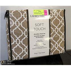 NEW KING SIZE LAUREN TAYLOR MICROFIBER SHEET SET