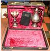Image 1 : SILVER EUCHARIST SET W/ VELVET LINED CARRY CASE &