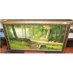 LARGE ORIGINAL PAINTING OF A FOREST 54" X 29"