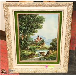 ANTIQUE OIL ON LINEN SIGNED PAINTING FROM ITALY