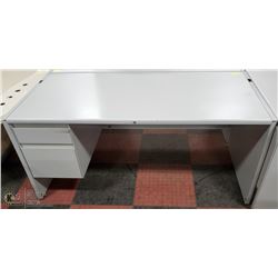 DESK WITH DRAWERS, NO KEYS. 65" X 30" X 31".