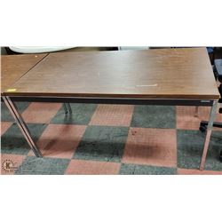 WOOD TABLE WITH METAL BASES 30H"X60W"X30L"