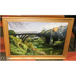 LARGE ORIGINAL BRIDGE PAINTING 41"X29"