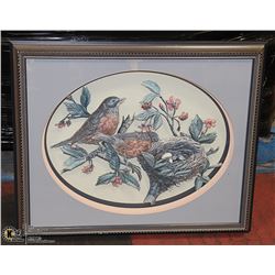 FLOWER AND BIRD PAPER TOLE PICTURE 24"X20"