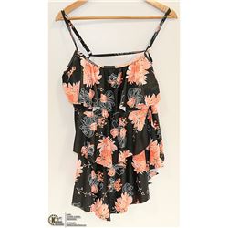 BLACK AND ORANGE LADYS SIZE 2XL ONE PIECE SWIM