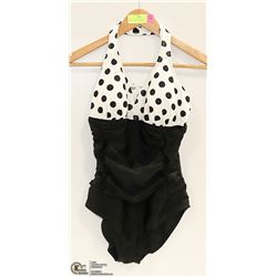 LADYS BLACK AND WHITE POLKA DOT ONE PIECE SWIMSUIT