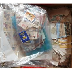BOX OF COLLECTIBLE VTG STAMPS. CANADIAN AMERICAN