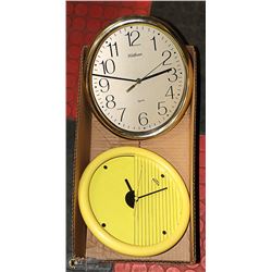 BOX WITH WALTHAM QUARTZ WALL CLOCK &