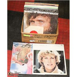 BOX OF 24 VINTAGE COUNTRY RECORDS -