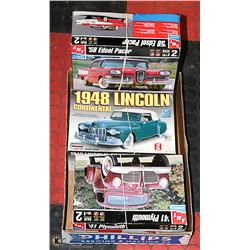 3 CAR MODELS, UNASSEMBLED, PARTS ARE STILL IN BAGS