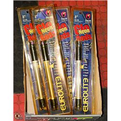 FOUR   8" PURPLE NEON GLO 12 VOLT LIGHTS