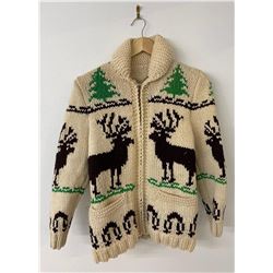 Cowichan Indian Wool Sweater Jacket Elk Forest