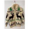 Image 1 : Cowichan Indian Wool Sweater Jacket Elk Forest