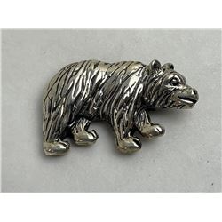 Sterling Silver Grizzly Bear Brooch Pin 10 Grams